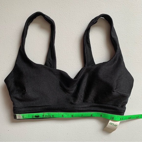 Aerie Black Shine Ribbed Banded Bikini Top Size Small NWT - Picture 14 of 15